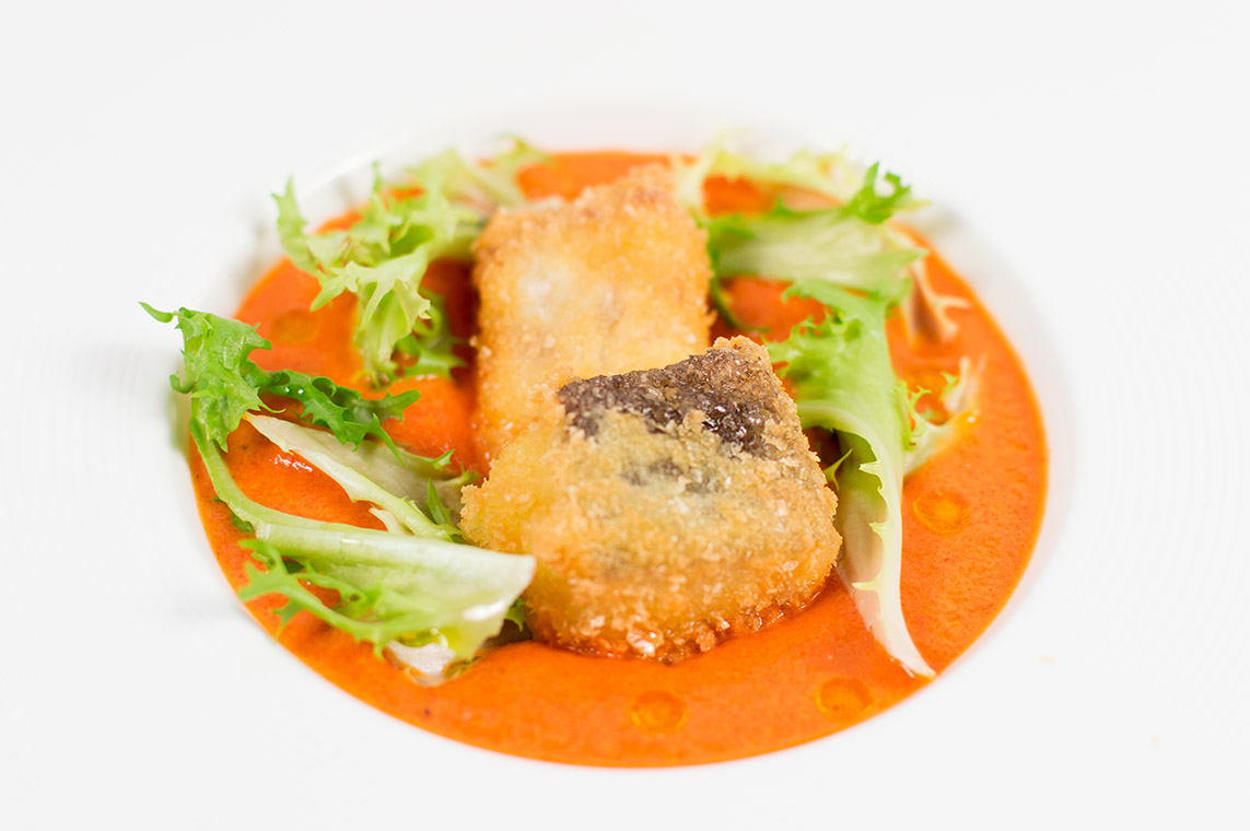 Receta de bacalao con salmorejo